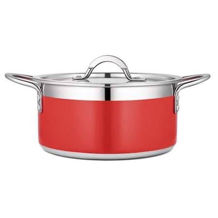 Bon Chef Country French 2 Pot W/Cover 8 5/8"D X 3 7/8"H 3 Qt 9 Oz - Red 71301-CF2-R